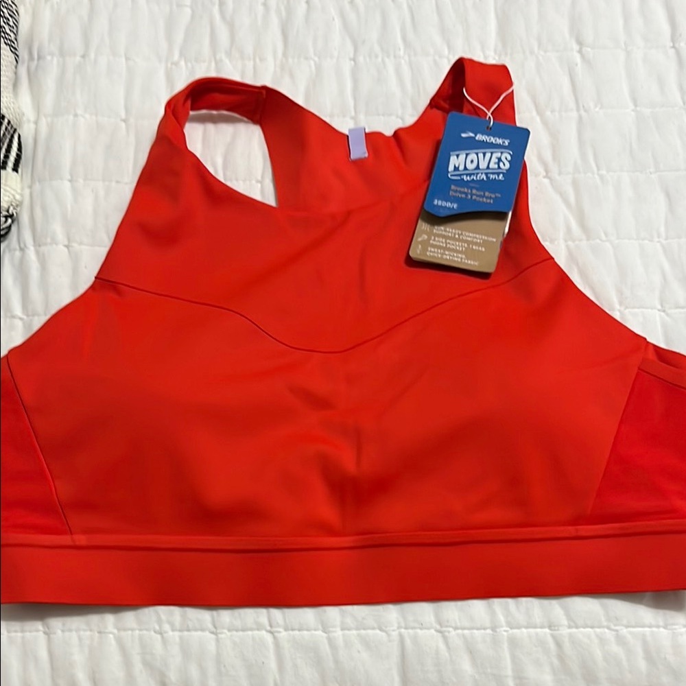 Brooks Red Racerback Sports Bra High Support